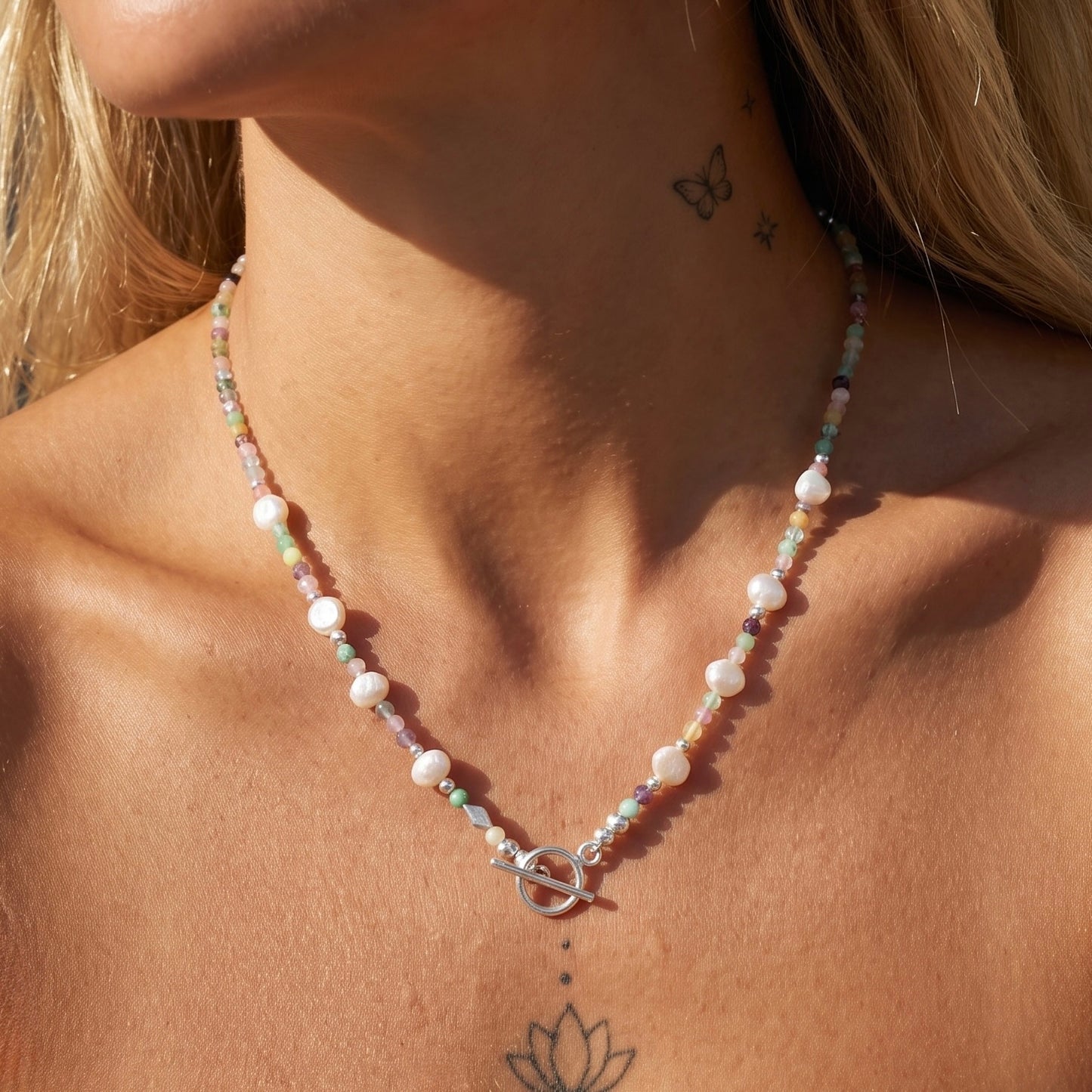 BUTTERFLY - mix stone multi way necklace