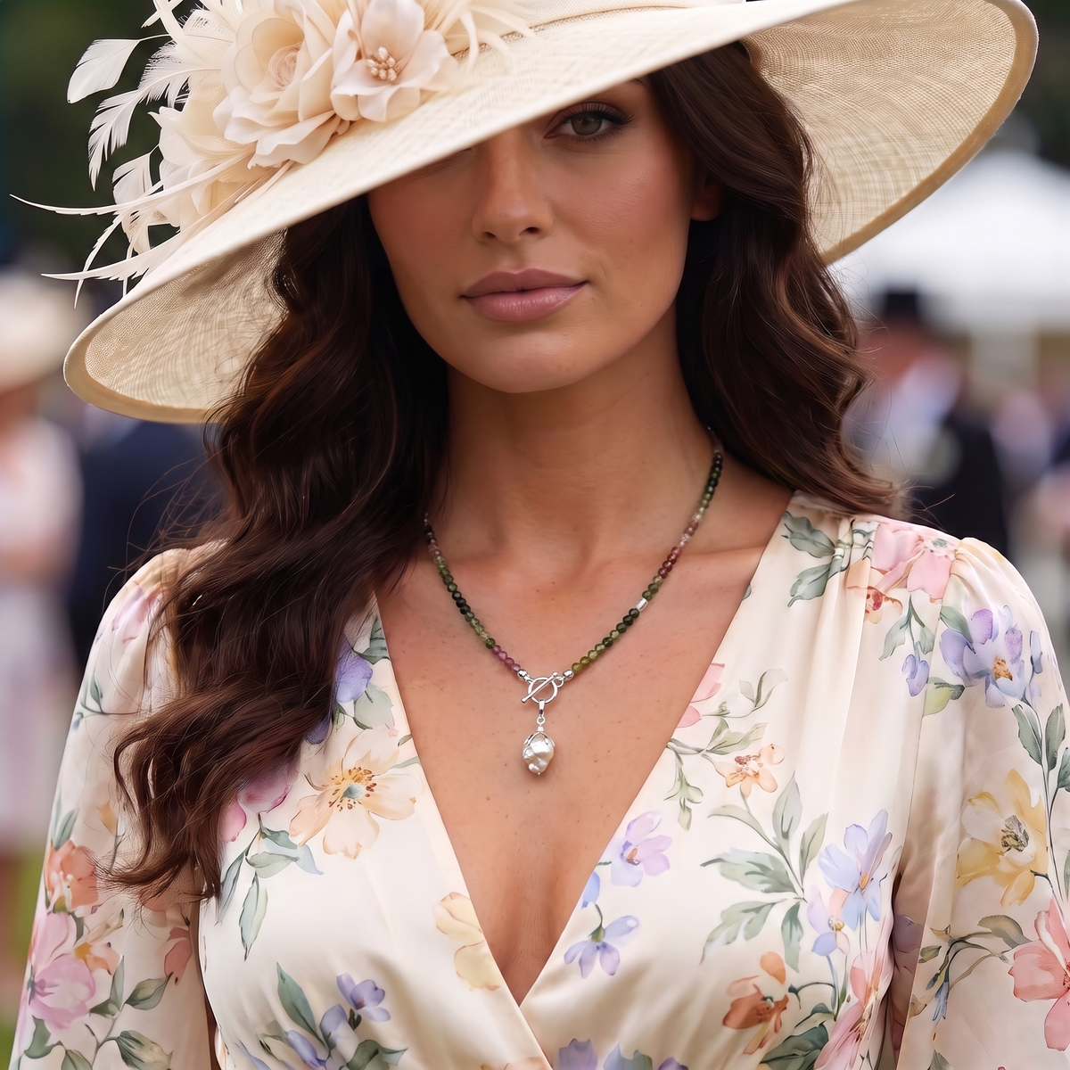 ASCOT - watermelon tourmaline & freshwater pearl multi way necklace