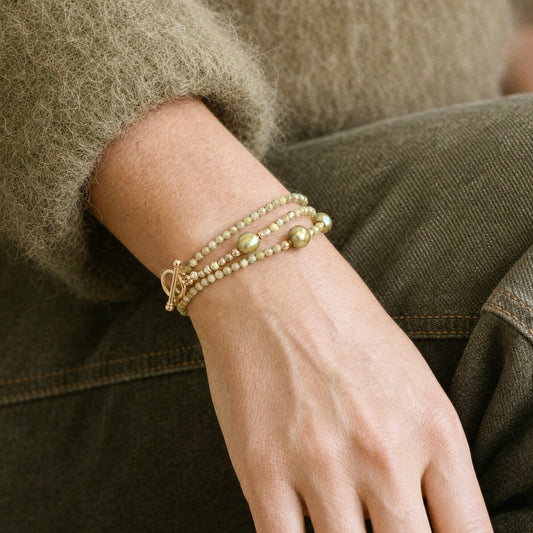 SAGE- Autumn Almanac - grossular green garnet & gold Multi Way