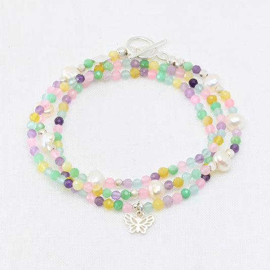 BUTTERFLY semi precious beaded multi way necklace