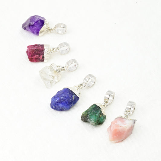 SAPPHIRE & SILVER slide on pendant