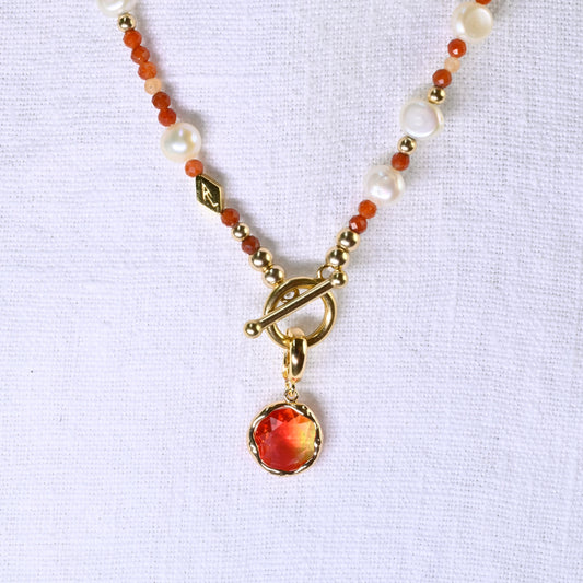 RED/LIME clip on crystal pendant