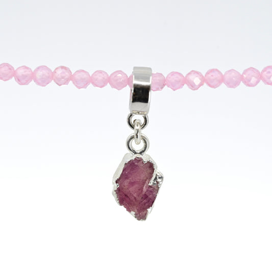 TINY RUBY & SILVER slide on pendant
