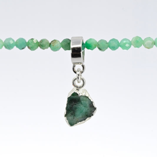 TINY EMERALD & SILVER slide on pendant