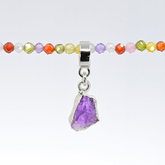 TINY AMETHYST & SILVER slide on pendant