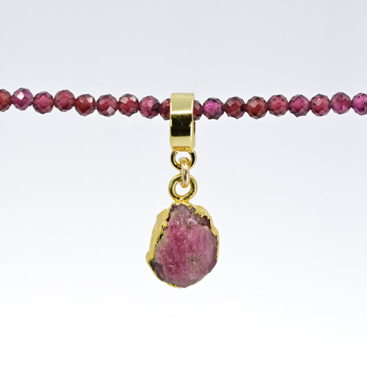 TINY RUBY & GOLD slide on pendant