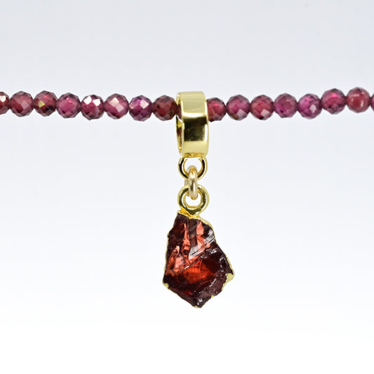 TINY GARNET & GOLD slide on pendant
