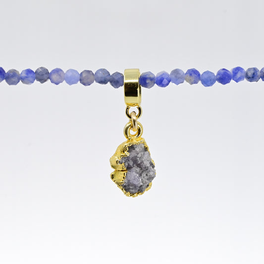 TINY TANZANITE & GOLD slide on pendant