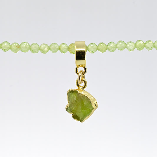 TINY PERIDOT & GOLD slide on pendant