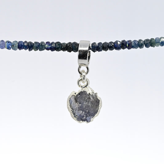 TINY TANZANITE & SILVER slide on pendant