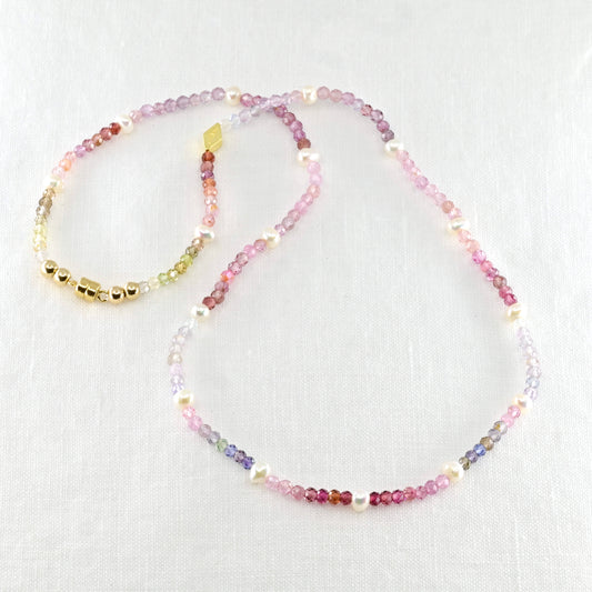 PEARL & SPINEL semi precious ombre bead necklace with magnetic clasp