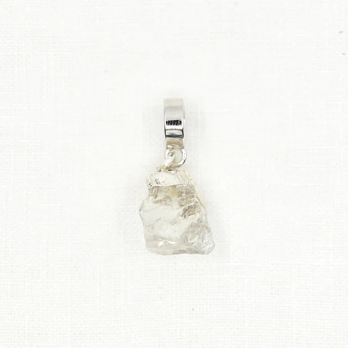 Clear crystal pendant on a white background