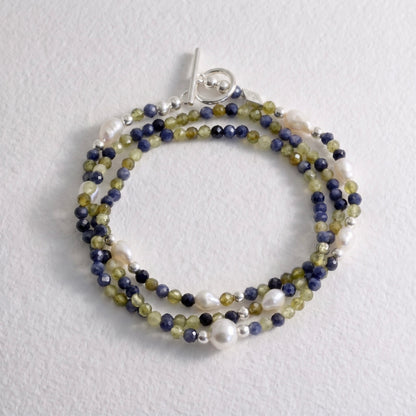 MEADOW - green garnet and sapphire multi way necklace