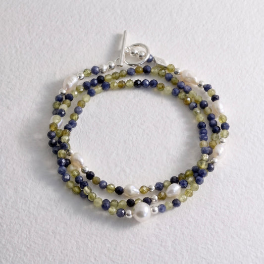 MEADOW - green garnet and sapphire multi way necklace