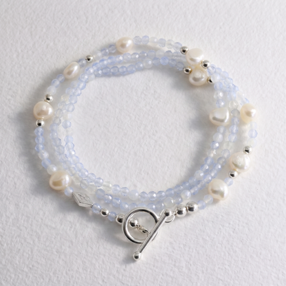 ICELANDIC - moonstone and crystal quartz multi way necklace