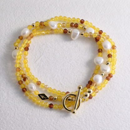UMBRIAN - chalcedony and hessonite garnet multi way necklace