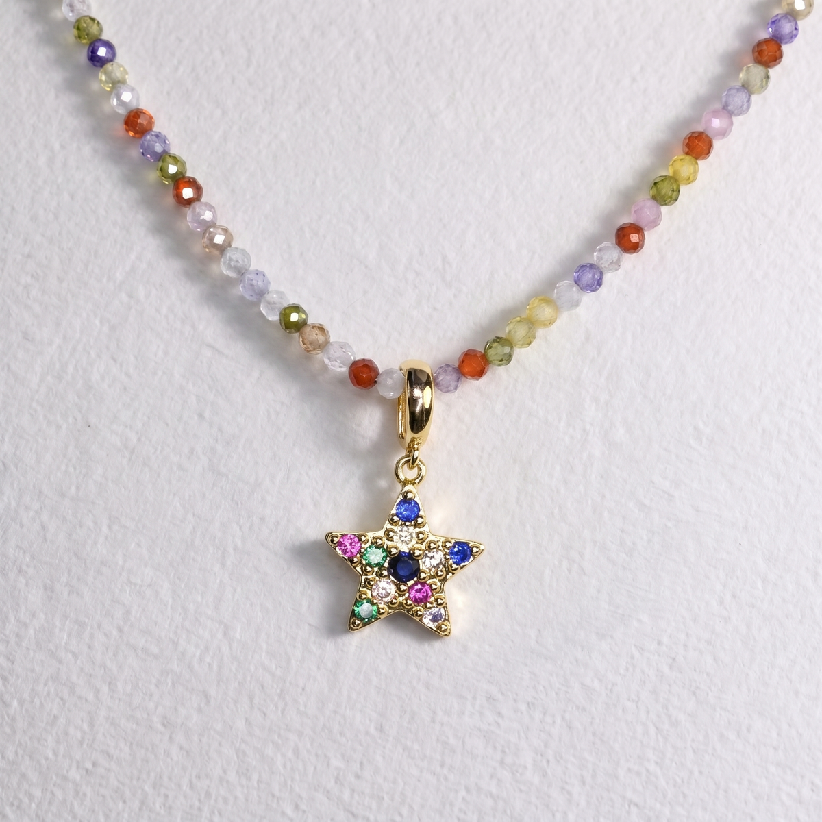 GOLD MULTI STONE STAR clip on pendant