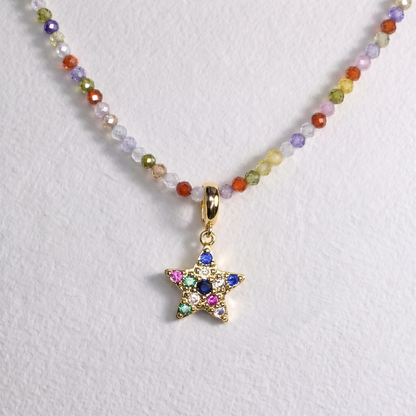 GOLD MULTI STONE STAR clip on pendant