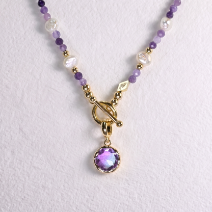 BLUE/LILAC clip on crystal pendant