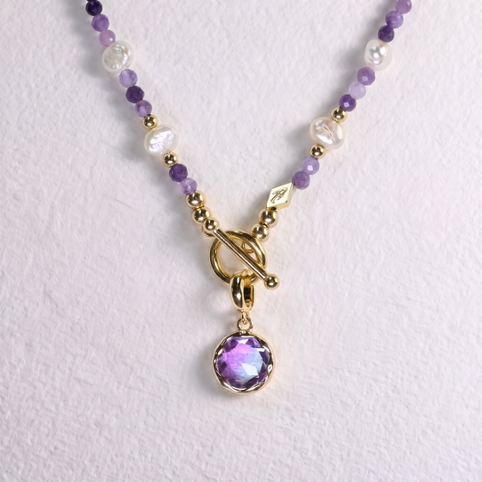 BLUE/LILAC clip on crystal pendant