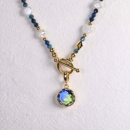 LIME/BLUE clip on crystal pendant