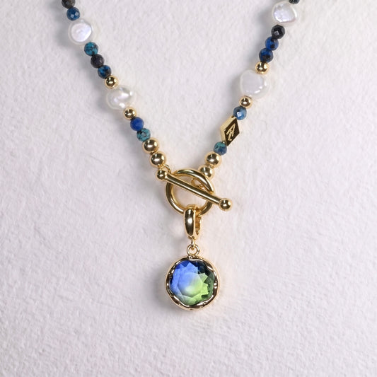 LIME/BLUE clip on crystal pendant