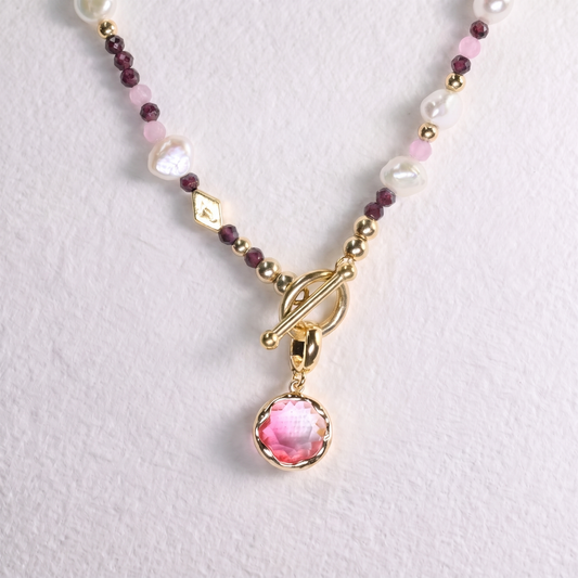 PINK/CLEAR clip on crystal pendant