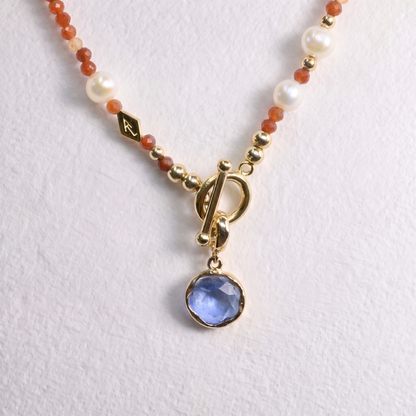 BLUE clip on crystal pendant