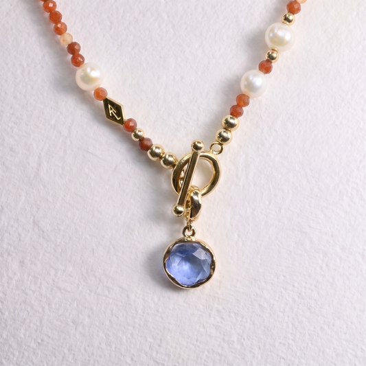 BLUE clip on crystal pendant