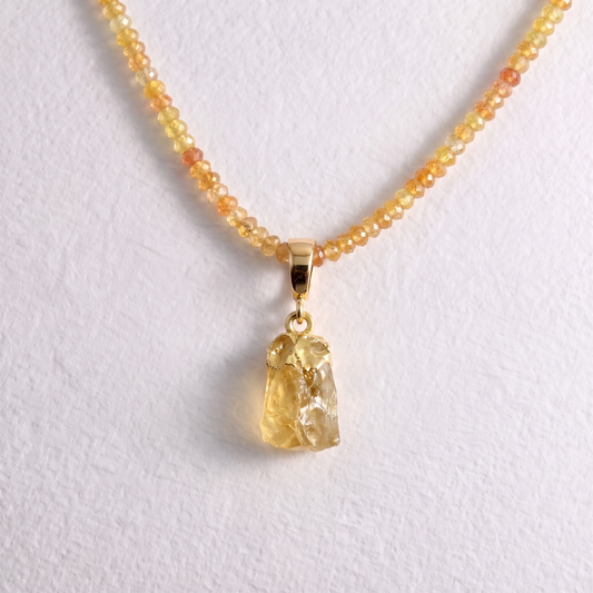 CITRINE & GOLD slide on pendant