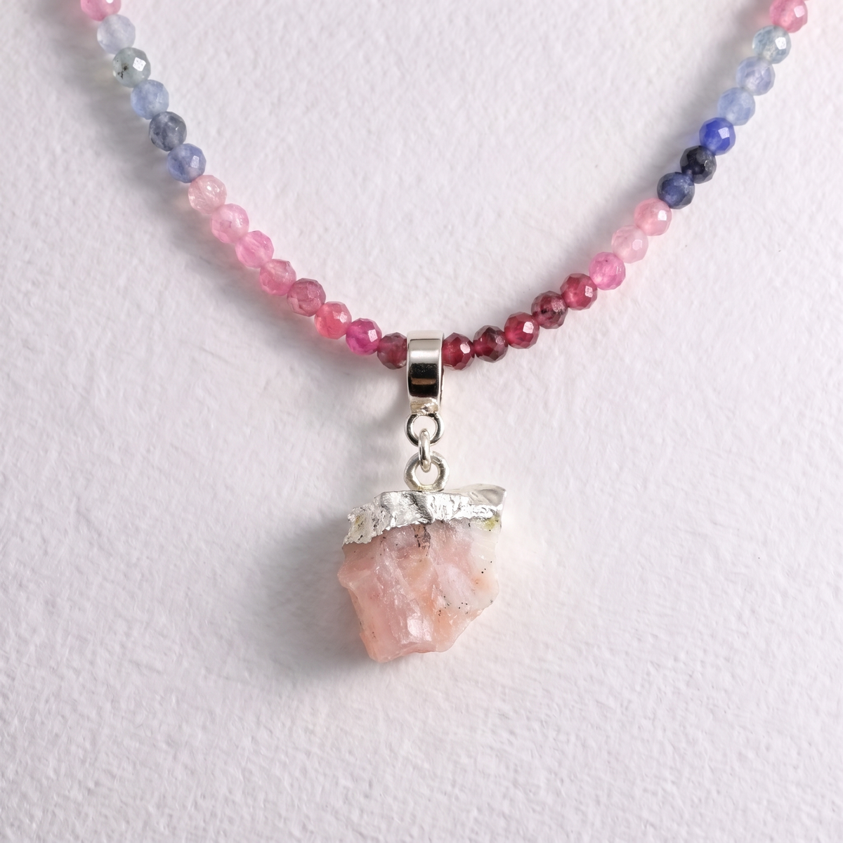 PINK OPAL & SILVER slide on pendant
