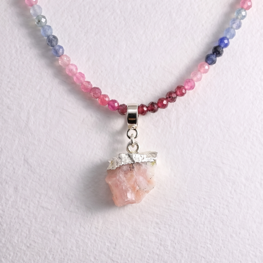 PINK OPAL & SILVER slide on pendant