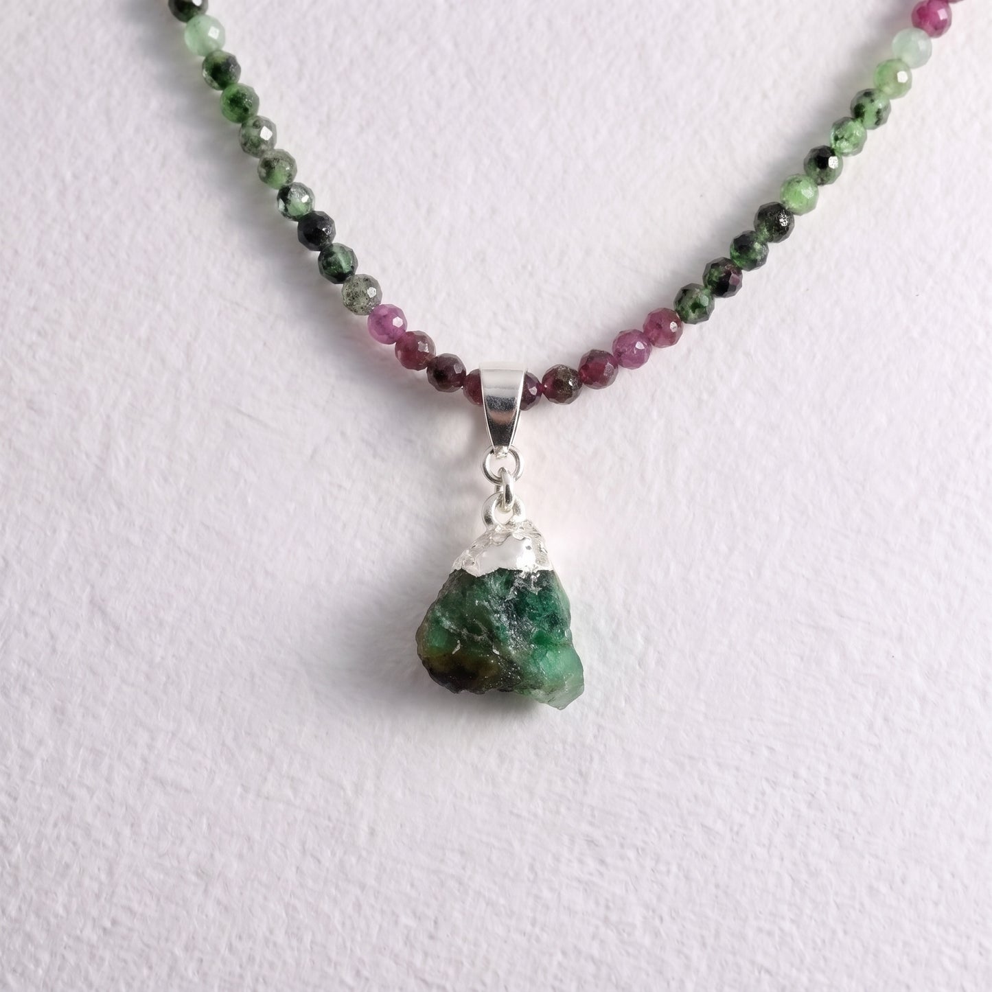 EMERALD & SILVER slide on pendant
