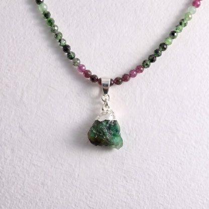 EMERALD & SILVER slide on pendant