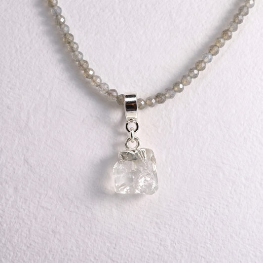 CRYSTAL QUARTZ & SILVER slide on pendant