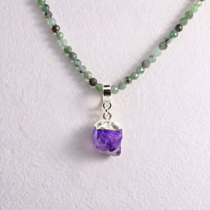 AMETHYST & SILVER slide on pendant
