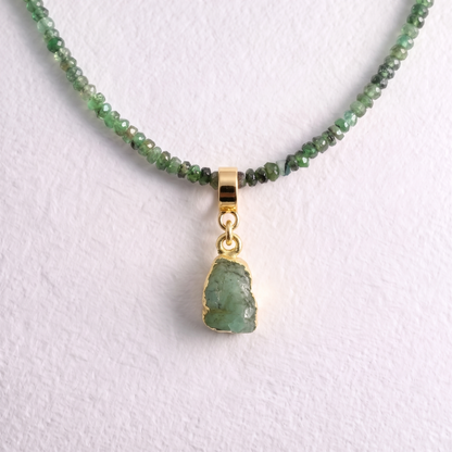 TINY EMERALD & GOLD slide on pendant