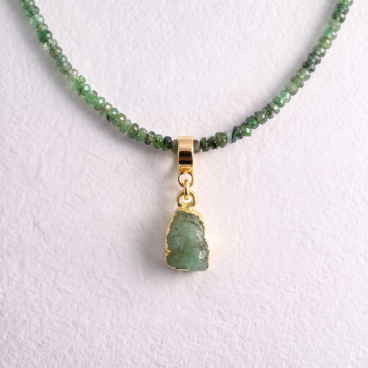 TINY EMERALD & GOLD slide on pendant