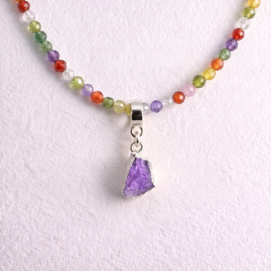 TINY AMETHYST & SILVER slide on pendant