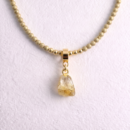 TINY CITRINE & GOLD slide on pendant