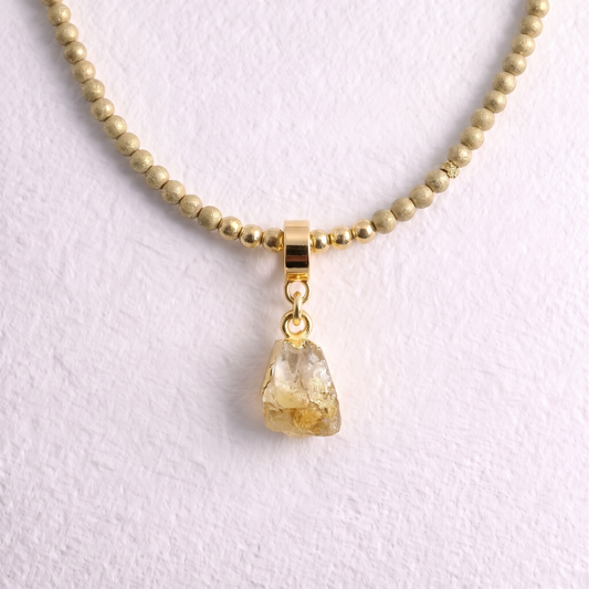 TINY CITRINE & GOLD slide on pendant
