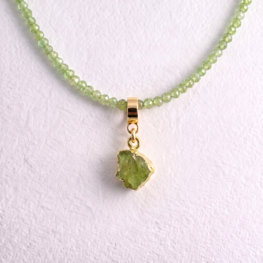 TINY PERIDOT & GOLD slide on pendant