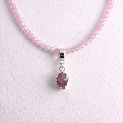 TINY RUBY & SILVER slide on pendant