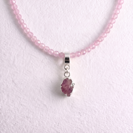 TINY RUBY & SILVER slide on pendant