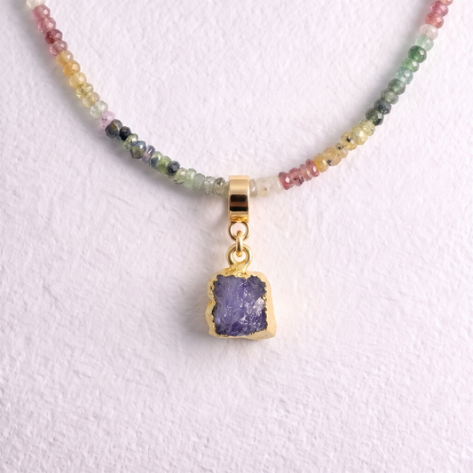 TINY SAPPHIRE & GOLD slide on pendant