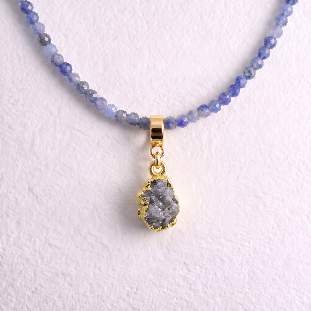 TINY TANZANITE & GOLD slide on pendant