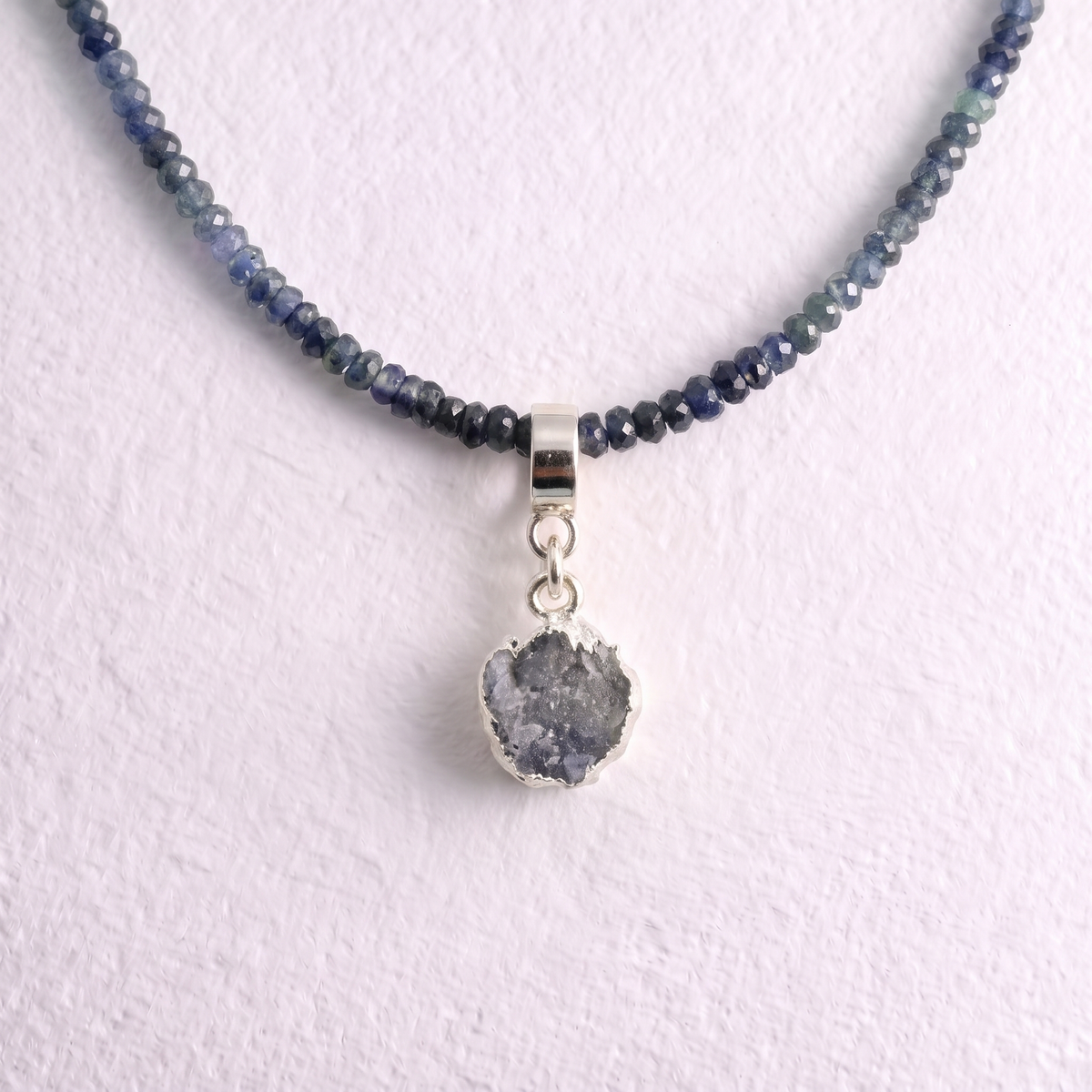 TINY TANZANITE & SILVER slide on pendant