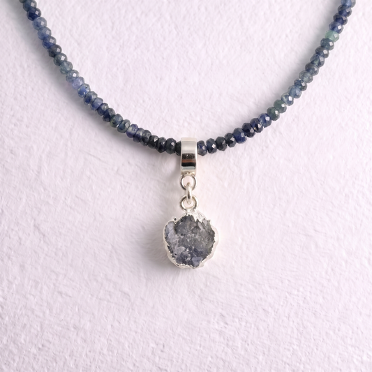 TINY TANZANITE & SILVER slide on pendant