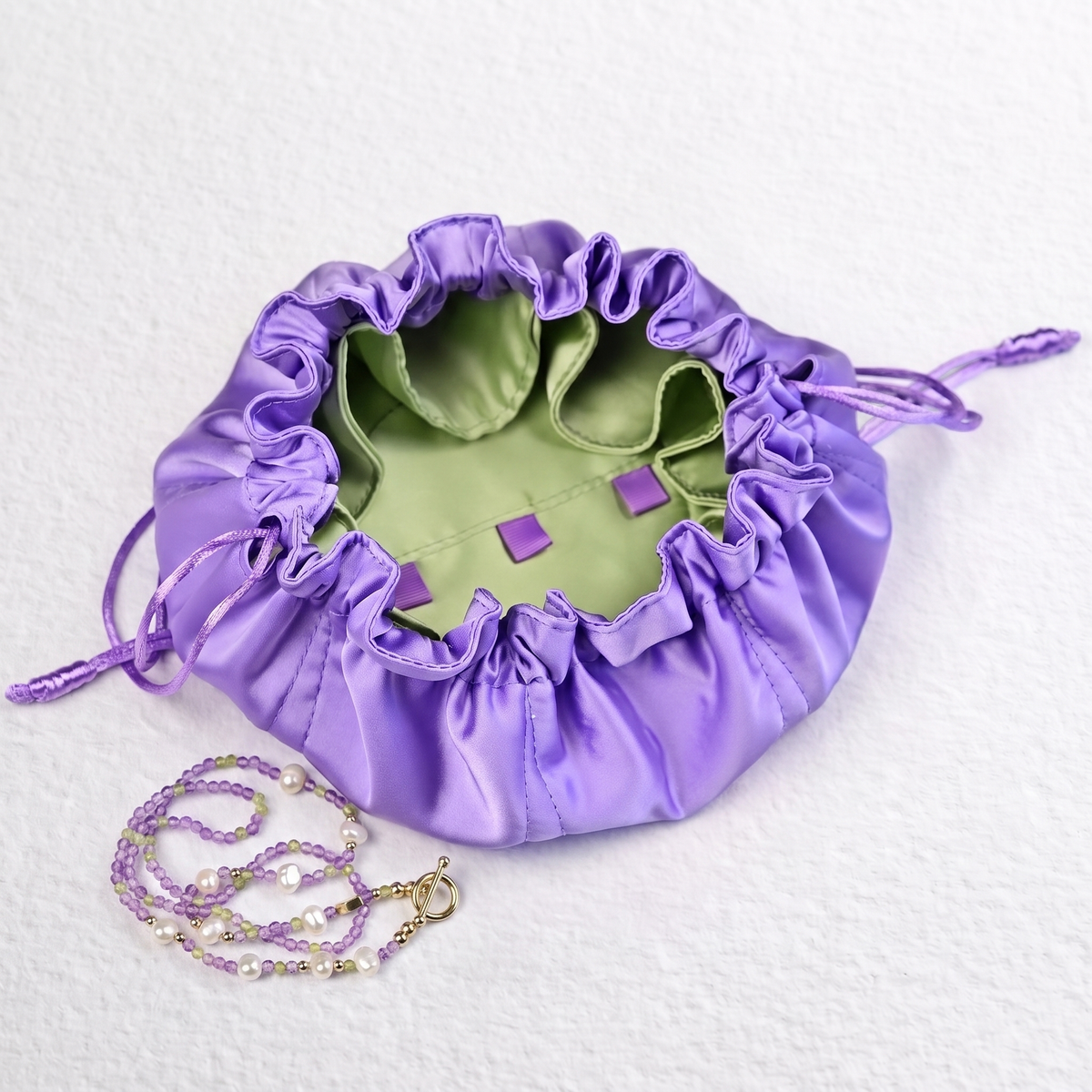 THE PROVENCE flat-lay silky jewellery travel pouch