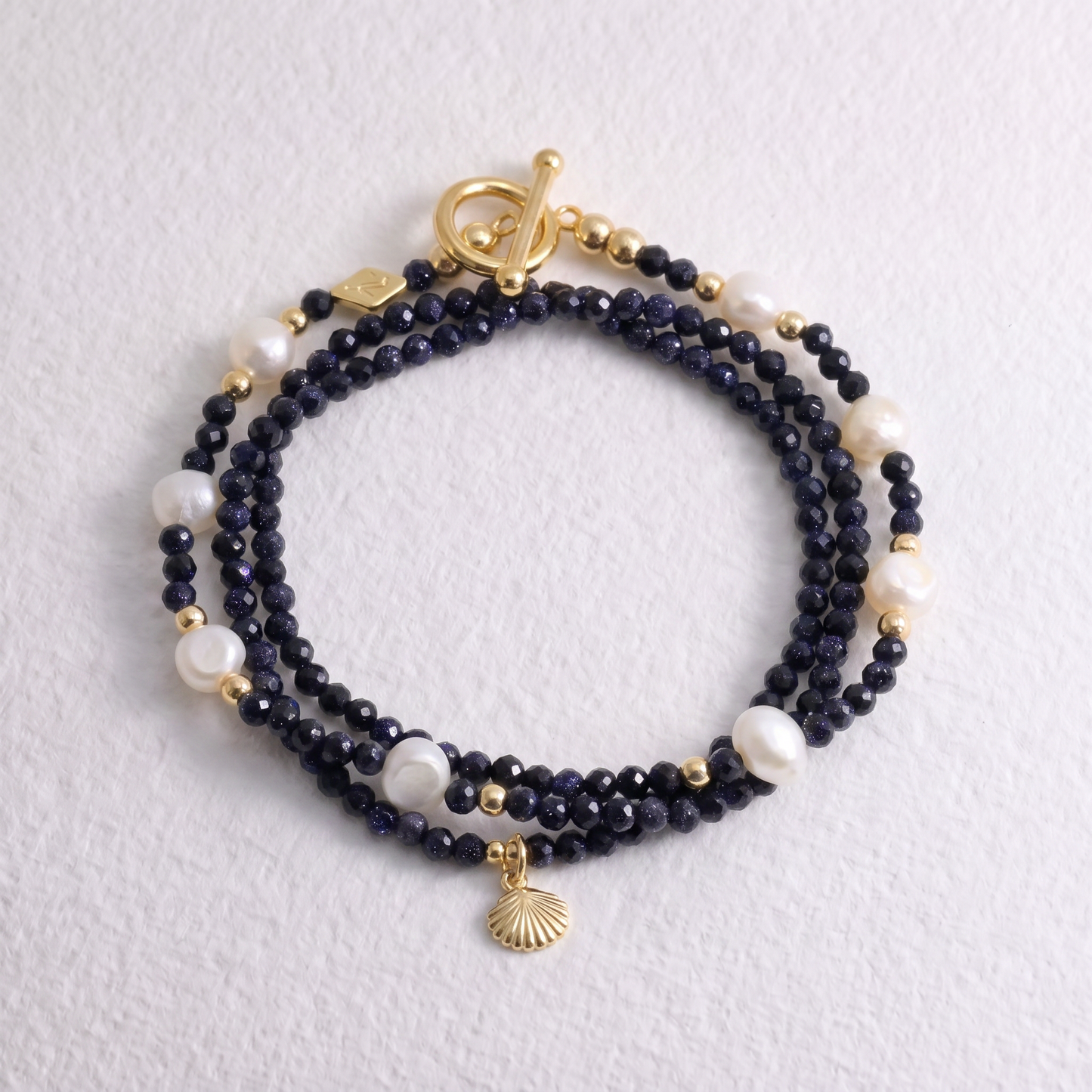 SHELL - blue sunstone multi way necklace